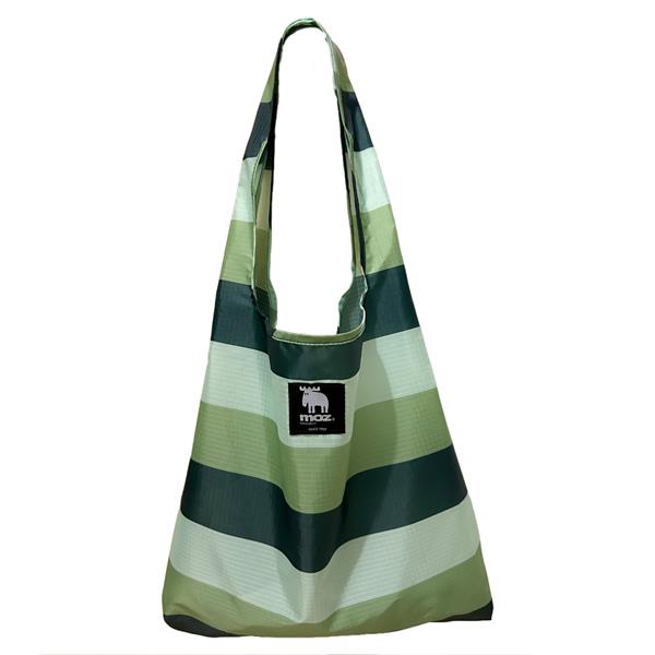 FF256060  256060 Handlenett grønne striper, rPet Polyester, Sammenleggbar, Moz