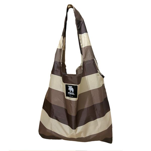 FF256080  256080 Handlenett brune striper, rPet Polyester, Sammenleggbar, Moz
