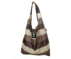 FF256080  256080 Handlenett brune striper, rPet Polyester, Sammenleggbar, Moz