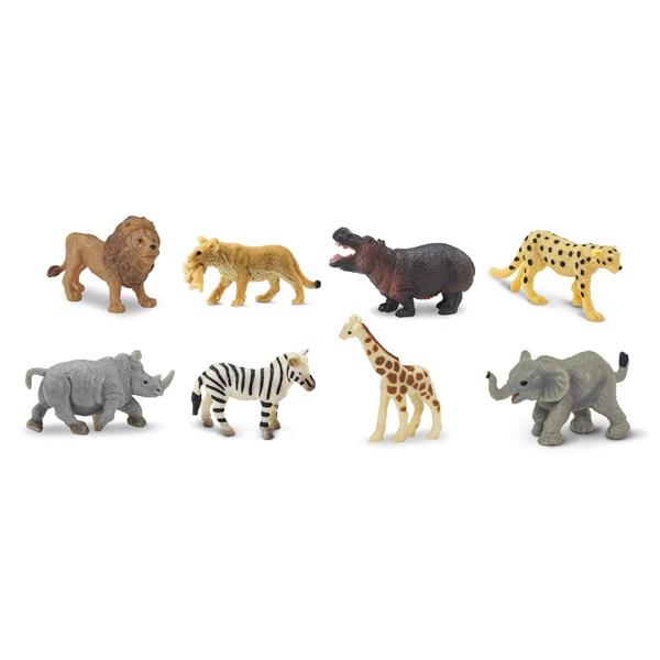 SAF100224  S100224 Good Luck Minis, Fun pack, Savanne 8 små figurer i pose, myk plast SAFARI