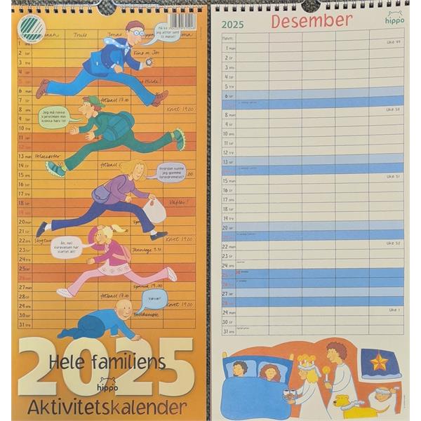 931524 Hippo 9315 Kalender, Aktivitetskalender 2025 Miljømerket, Hippo, Resirkulert papir!