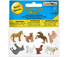 SAF100107  S100107 Good Luck Minis, Fun pack, Ranch, 2,5 cm 8 sm&#229; figurer i pose, myk plast SAFARI