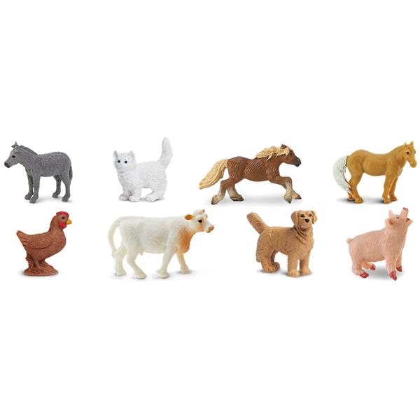 SAF100107  S100107 Good Luck Minis, Fun pack, Ranch, 2,5 cm 8 små figurer i pose, myk plast SAFARI