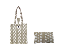 FF241180 MOZ 241180 Veske, sammenleggbar, canvas, beige m/sm&#229; elger, Moz