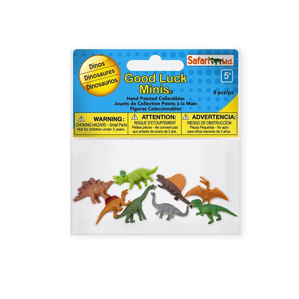 SAF346222  S346222 Good Luck Minis, Fun pack, Dinosaur 8 små figurer i pose, myk plast SAFARI