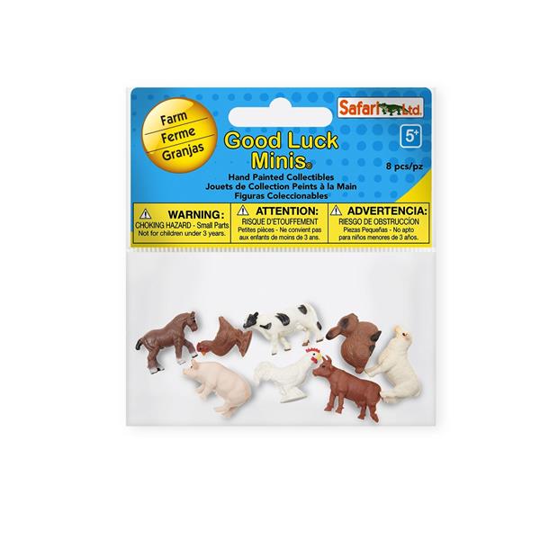 SAF346522  S346522 Good Luck Minis, Fun pack, Bondegård 8 små figurer i pose, myk plast SAFARI