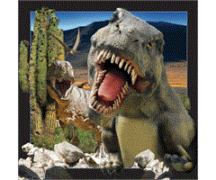WK00024  00024 Postkort, 3D, kvadratiske, T-Rex Dinosaur, Worth Keeping