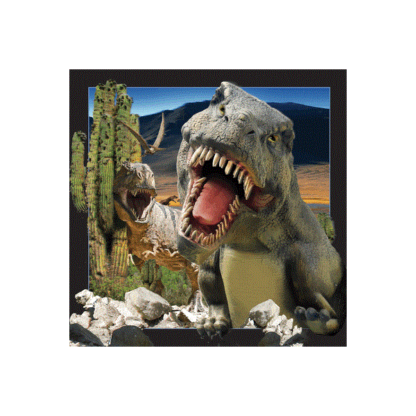 WK00024  00024 Postkort, 3D, kvadratiske, T-Rex Dinosaur, Worth Keeping