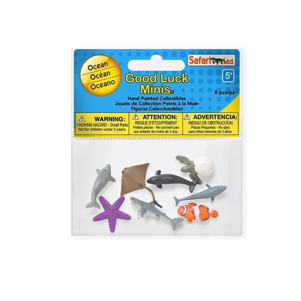 SAF346422  S346422 Good Luck Minis, Fun pack, Havet 8 små figurer i pose, myk plast SAFARI