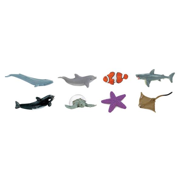SAF346422  S346422 Good Luck Minis, Fun pack, Havet 8 små figurer i pose, myk plast SAFARI