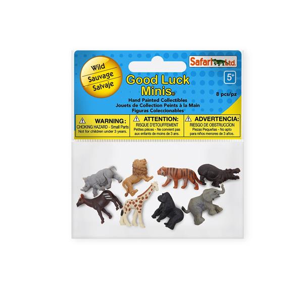 SAF346322  S346322 Good Luck Minis, Fun pack, Villdyr 8 små figurer i pose, myk plast SAFARI