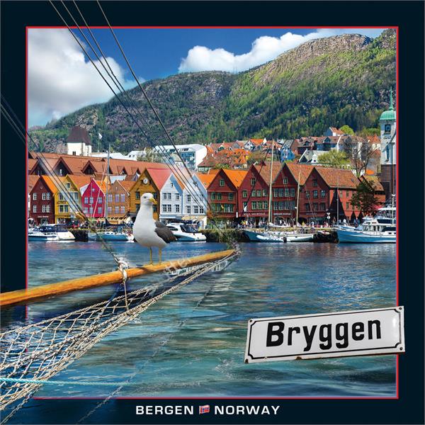 WK00787  00787 Postkort, 3D, kvadratiske, Bryggen Bryggen in Bergen, Worth Keeping