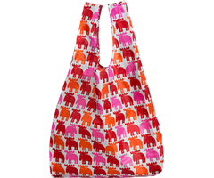 FF866051  866051 Handlenett Classic r&#246;d/rosa/orange, rPet Polyester, Sammenleggbar, Moz