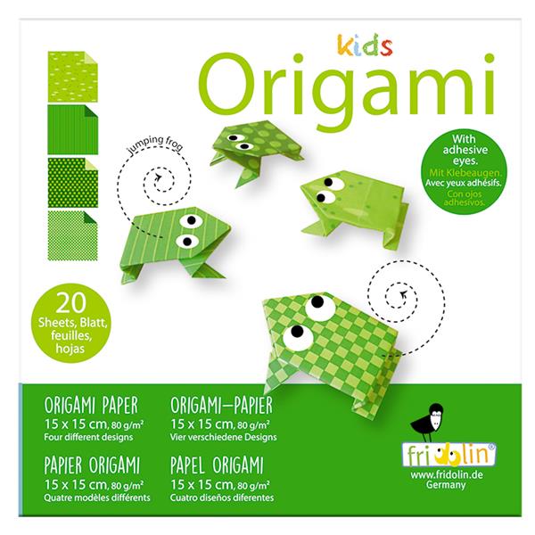 11374   Origami-kids, frosk , 15x15cm, 4 ass. d Fridolin